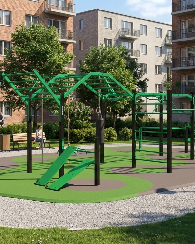 Pro developery: Workoutová hřiště v rezidenčních projektech - Zvyšte hodnotu vaší nemovitosti. Workoutové hřiště je dnes standardem moderního bydlení a silným magnetem pro aktivní nájemníky či kupce.